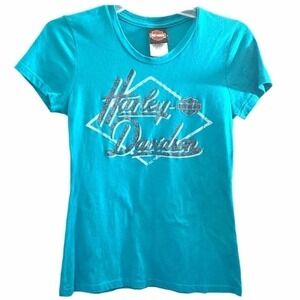 Harley Davidson‎ Motorcycle Short Sleeve T-Shirt Green Sz XSmall
